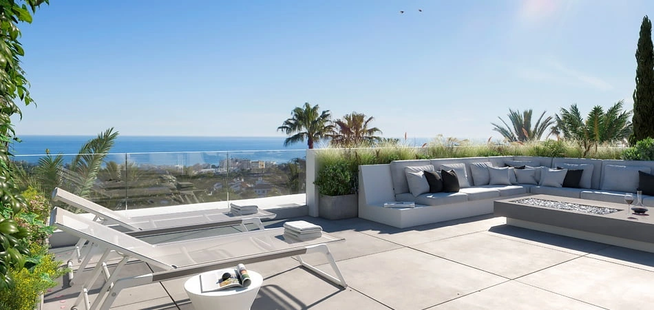Vues sur la mer depuis les terrasses du Blanc Marbella
