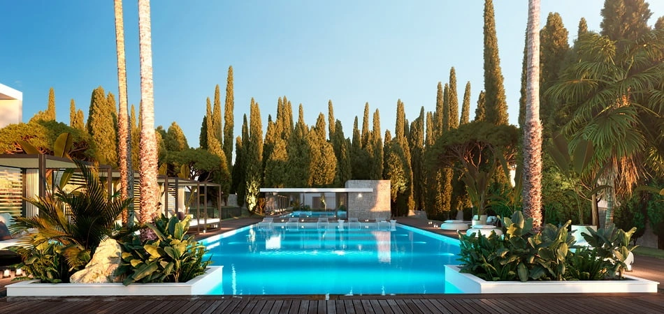 Vue sur la piscine du Blanc
